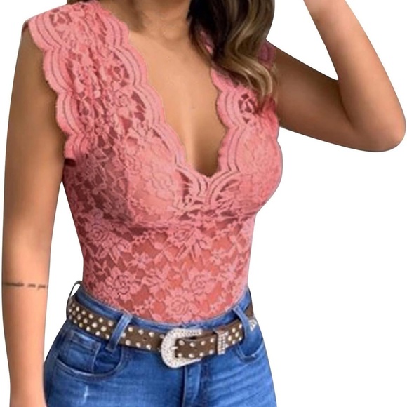 Bar III Tops - Sheer Lace Top